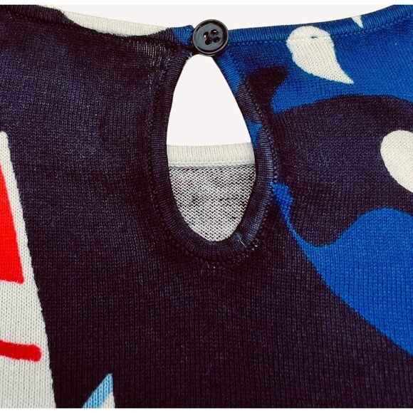 Talbots Petites MP Sailboat Print Sweater Short Sleeve Knit Cotton/Nylon Blend N - Picture 7 of 7